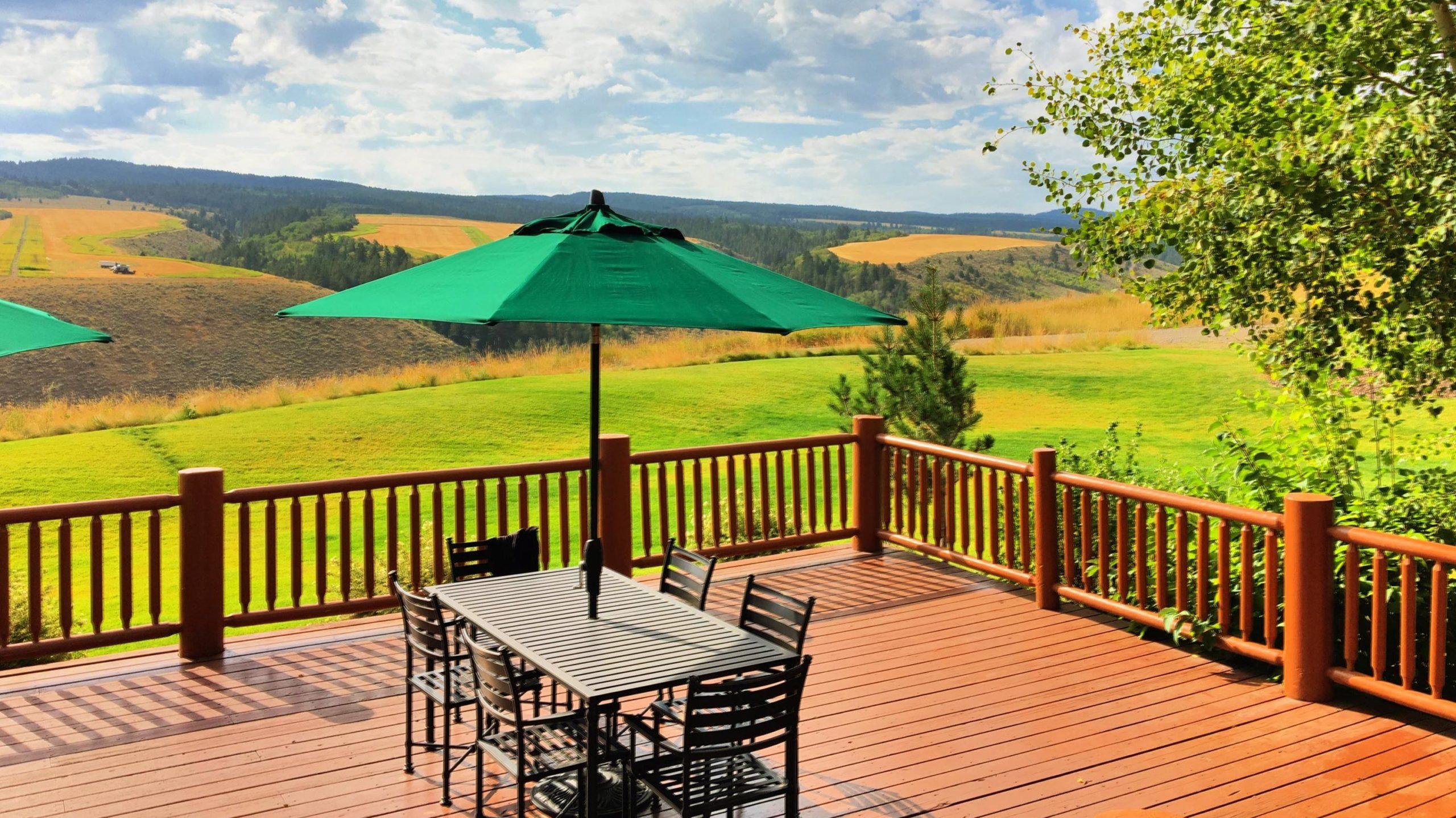 Expansive View from Deck of Lazy Triple Creek Cast and Blast Lodge in Idaho